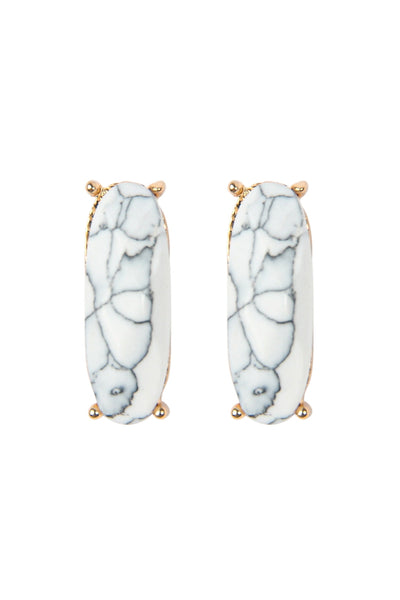 NATURAL STONE OVAL POST EARRINGS