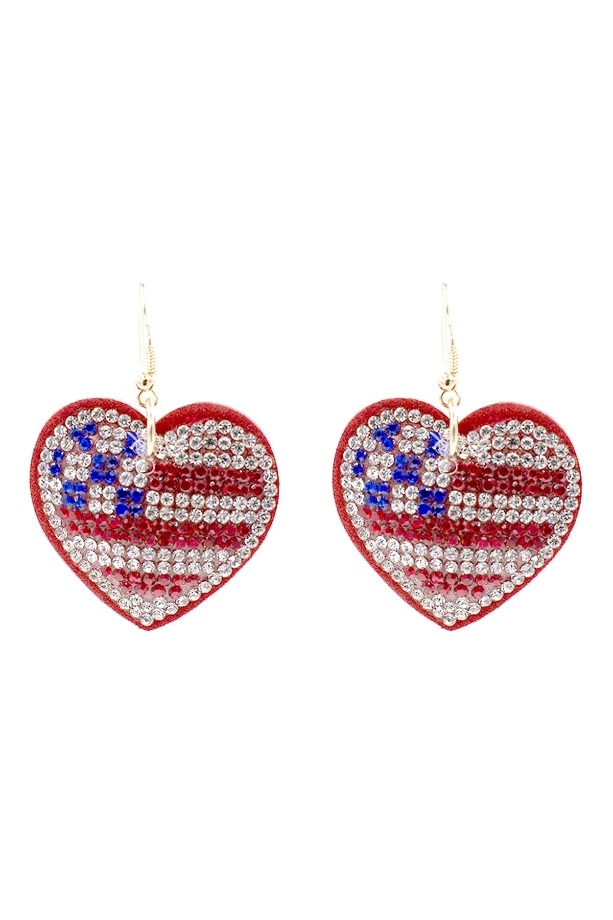 SUEDE USA FLAG HEART EARRINGS