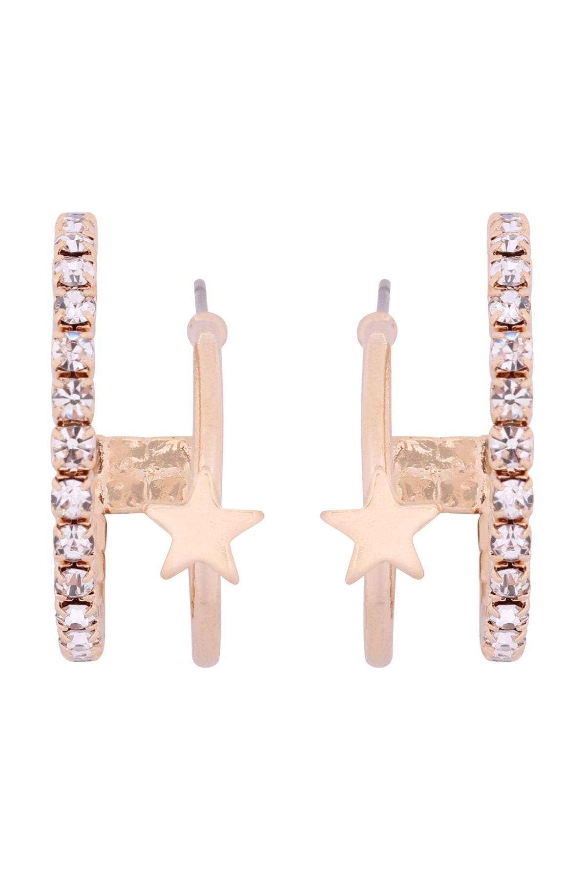 STAR SHAPE DOUBLE HOOP EARRINGS