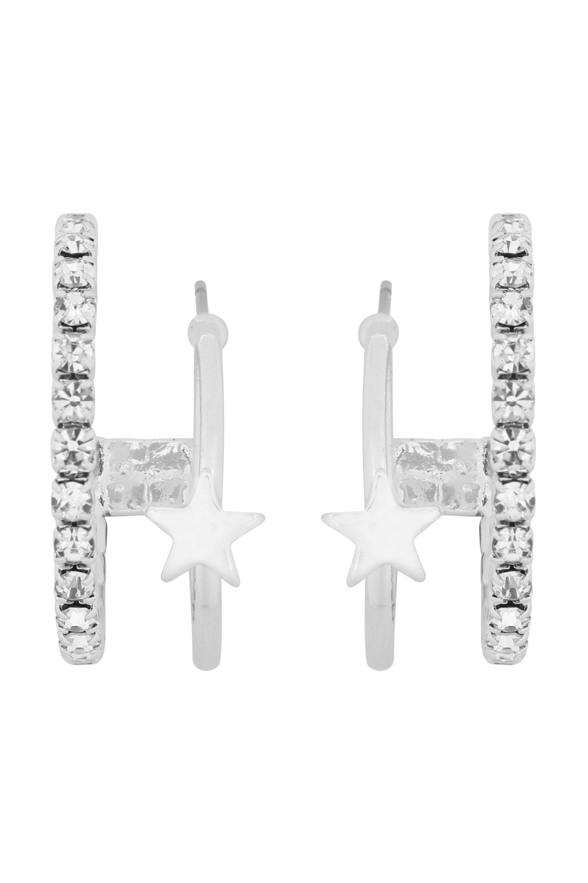 STAR SHAPE DOUBLE HOOP EARRINGS