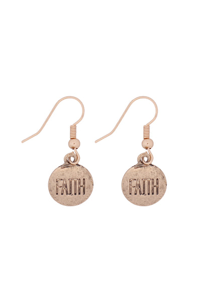 "FAITH" WORD ROUND FISH HOOK EARRINGS