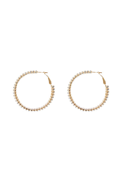 RHINESTONE 5 LINE HOOP 2" EARRINGS