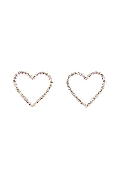 RHINESTONE OPEN HEART POST EARRINGS