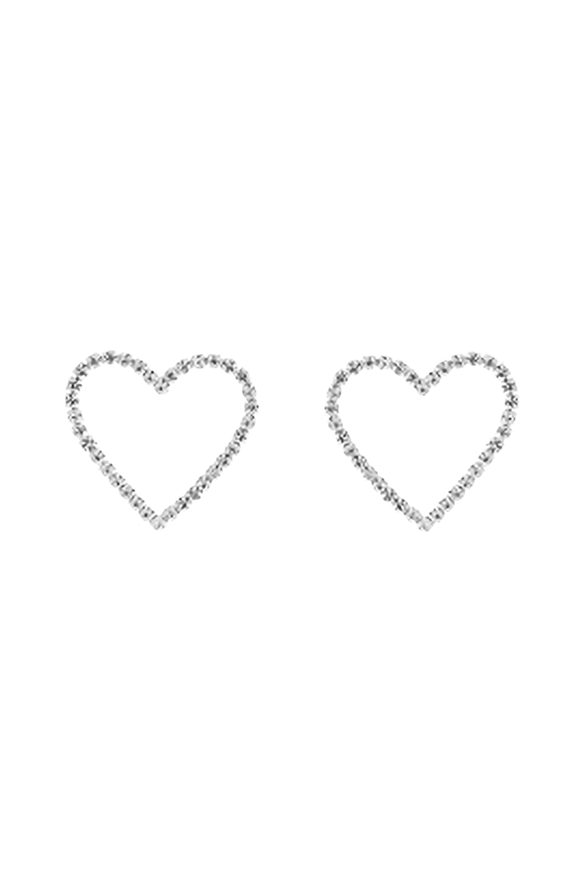 RHINESTONE OPEN HEART POST EARRINGS