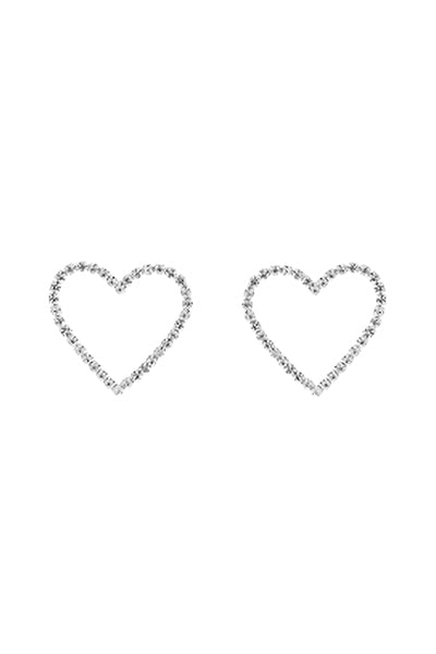 RHINESTONE OPEN HEART POST EARRINGS