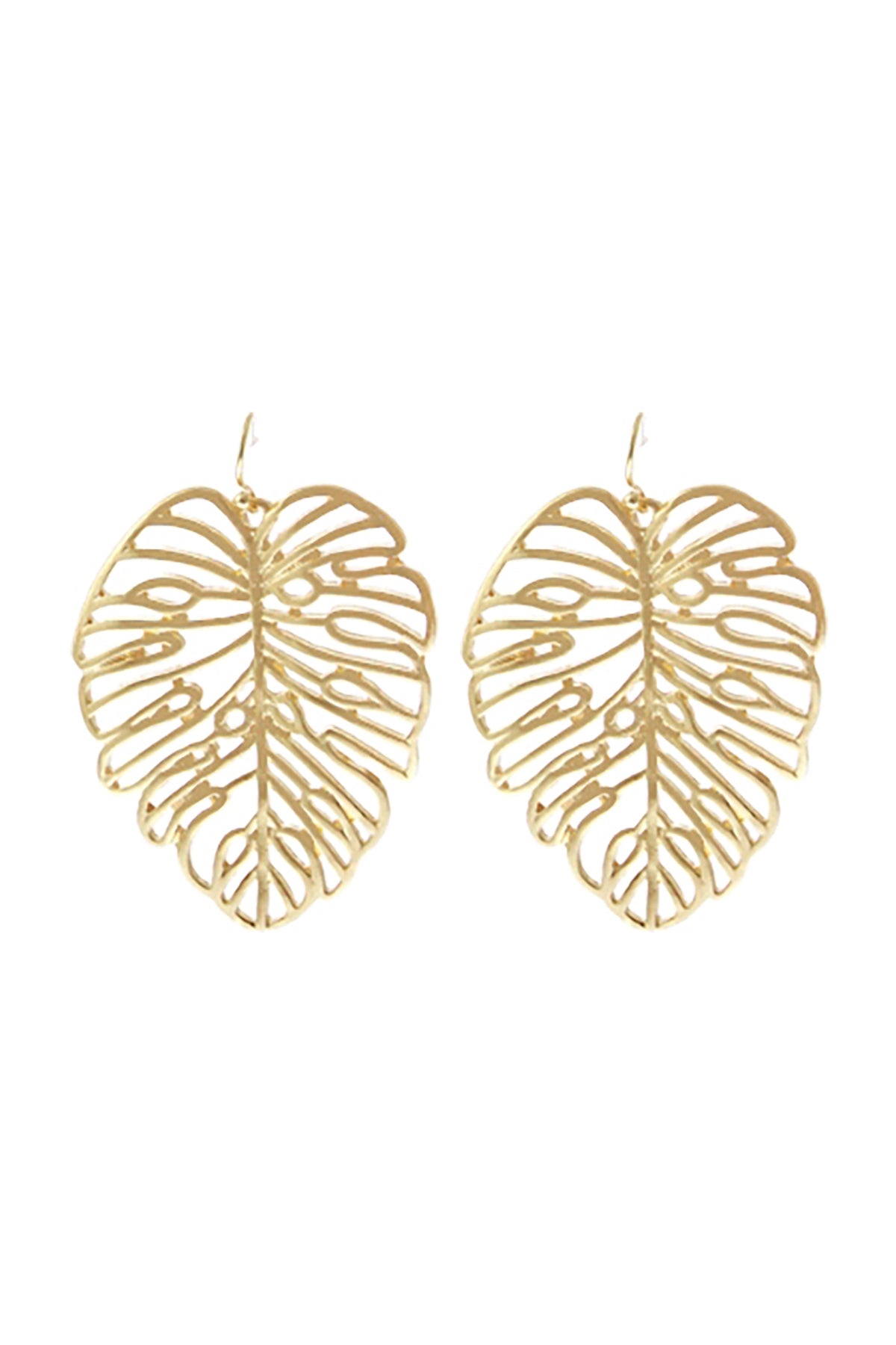 PALM LEAF CUT OUT EARRINGS/6PCS