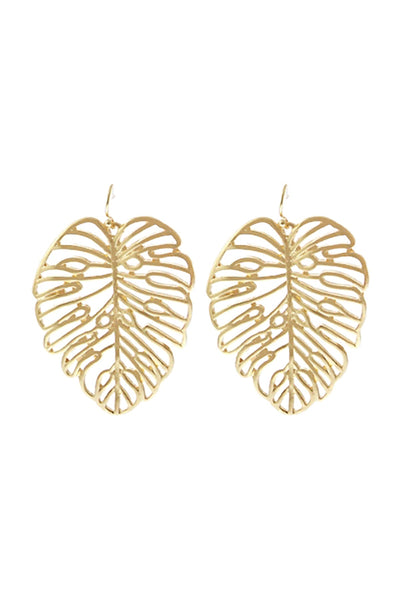 PALM LEAF CUT OUT EARRINGS/6PCS