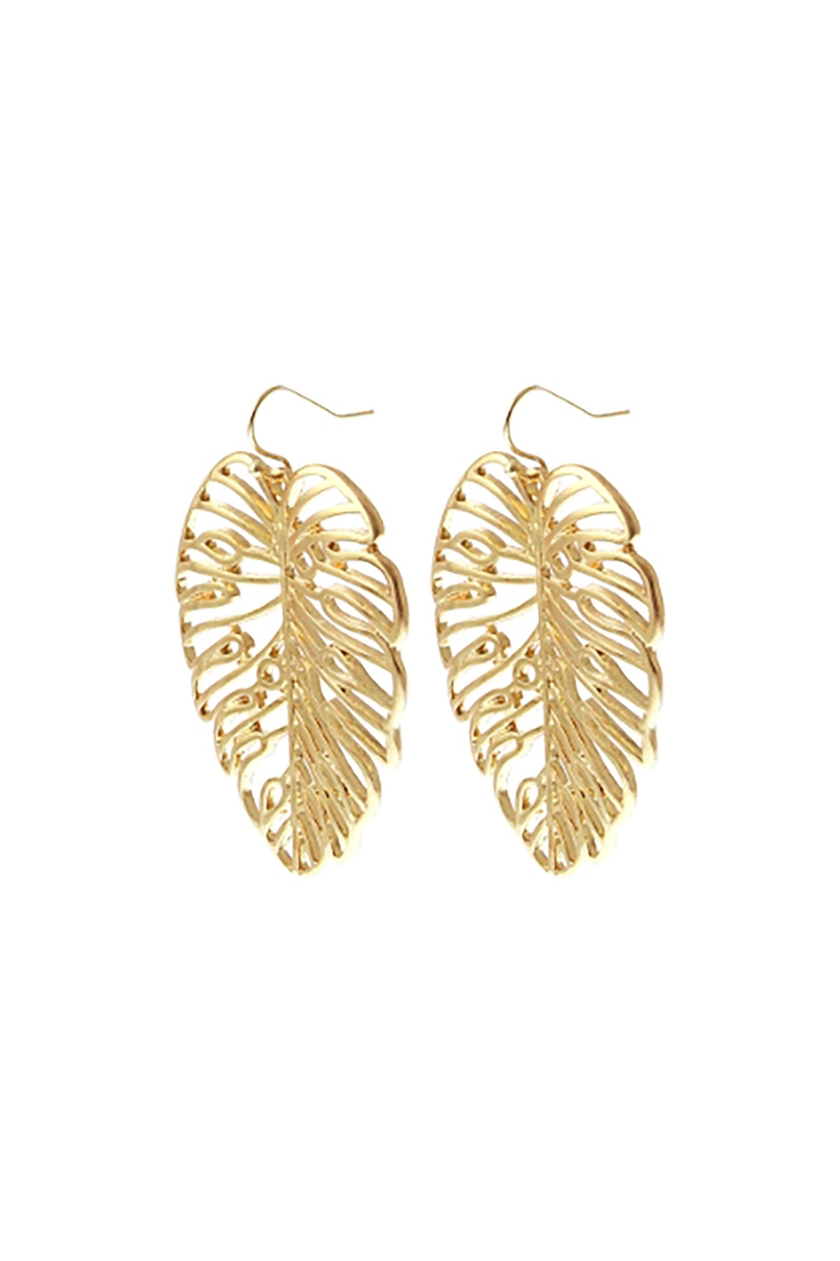 PALM LEAF CUT OUT EARRINGS/6PCS