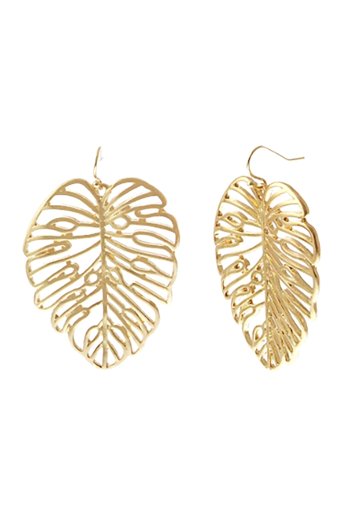 PALM LEAF CUT OUT EARRINGS/6PCS