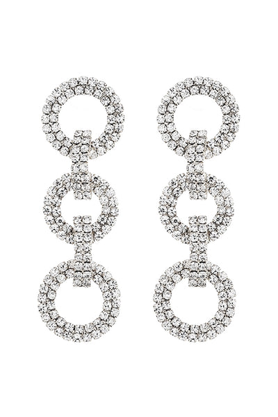 RHINESTONE THREE RING DROP EARRINGS