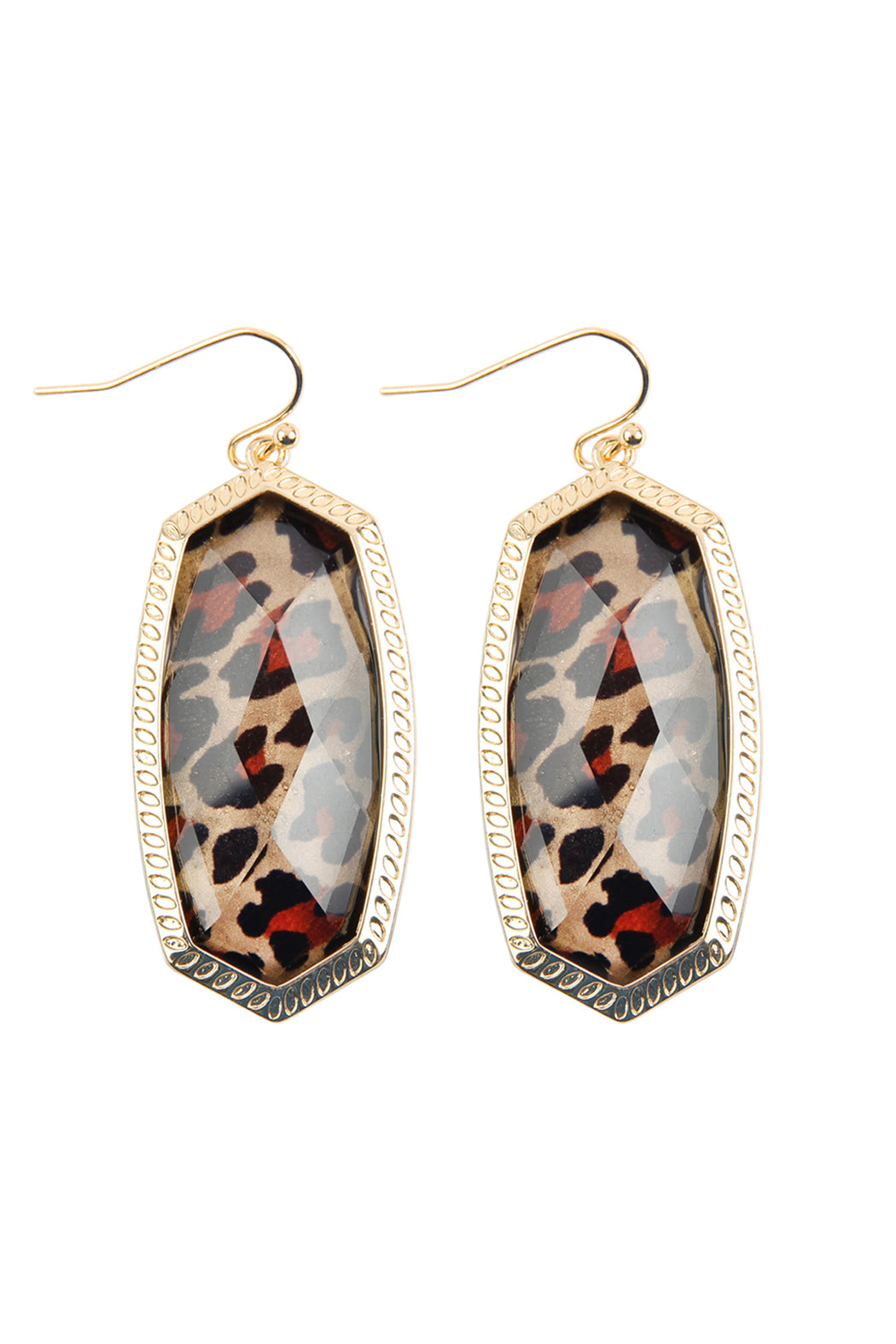 OVAL DROP METAL EPOXY EARRINGS