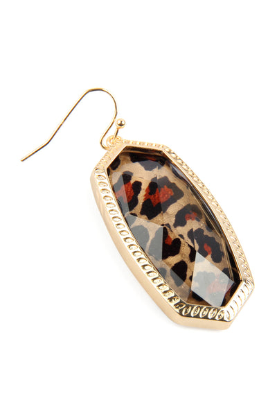 OVAL DROP METAL EPOXY EARRINGS