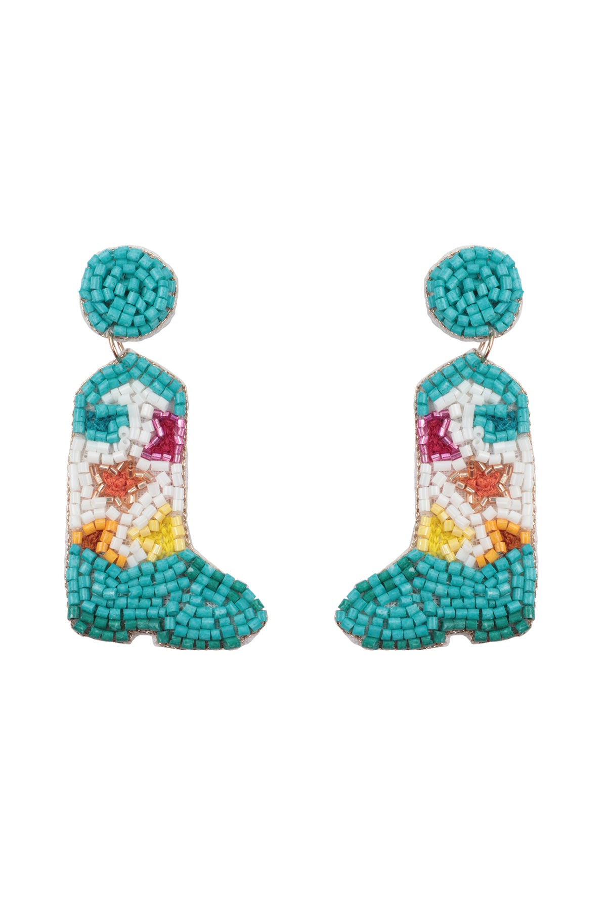 WESTERN BOOTS SEED BEAD DROP EARRINGS