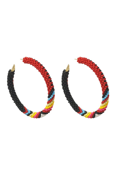 BOHO SEED BEADS WRAP HOOP EARRINGS