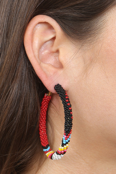 BOHO SEED BEADS WRAP HOOP EARRINGS