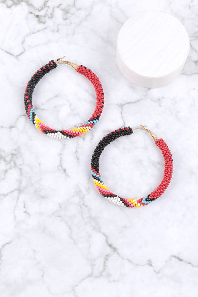BOHO SEED BEADS WRAP HOOP EARRINGS