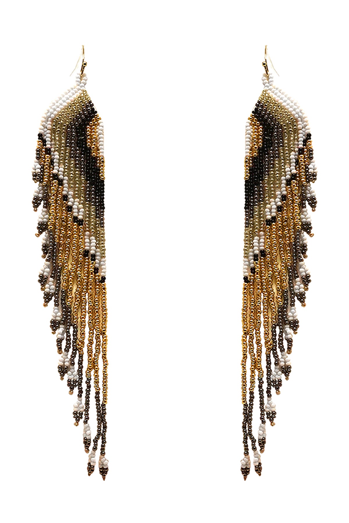 SEED BEAD FRINGE DROP EARRINGS