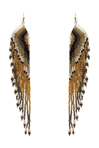 SEED BEAD FRINGE DROP EARRINGS