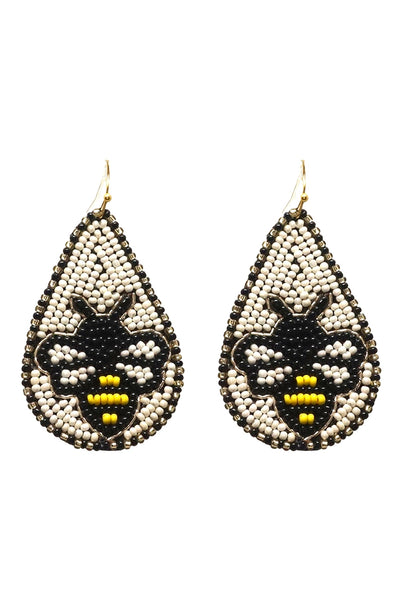 GARDEN SEED BEAD PATTERN TEARDROP EARRINGS