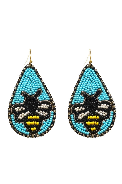 GARDEN SEED BEAD PATTERN TEARDROP EARRINGS