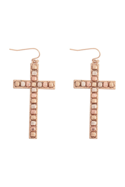 CROSS METAL BLOCK CCB DROP DROP EARRINGS (NOW $2.75 ONLY!)