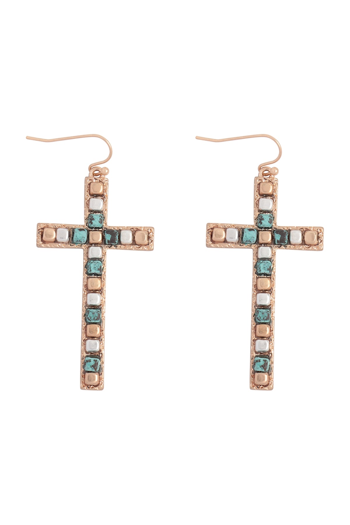 CROSS METAL BLOCK CCB DROP DROP EARRINGS (NOW $2.75 ONLY!)