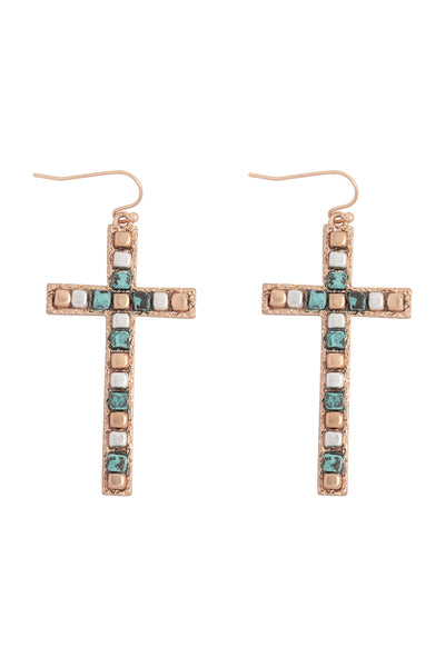 CROSS METAL BLOCK CCB DROP DROP EARRINGS (NOW $2.75 ONLY!)