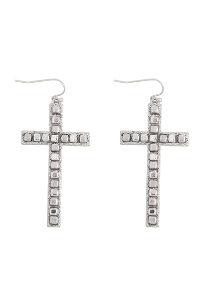CROSS METAL BLOCK CCB DROP DROP EARRINGS (NOW $2.75 ONLY!)