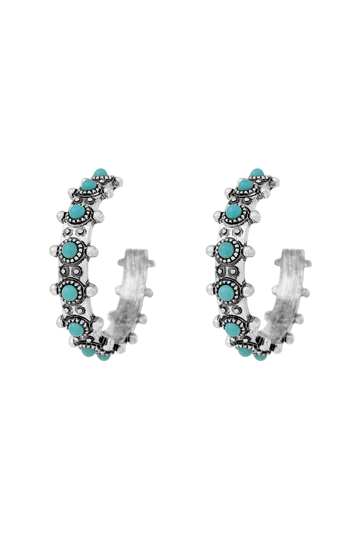 WESTERN CONCHO STONE HOOP EARRINGS (NOW $4.00 ONLY!)