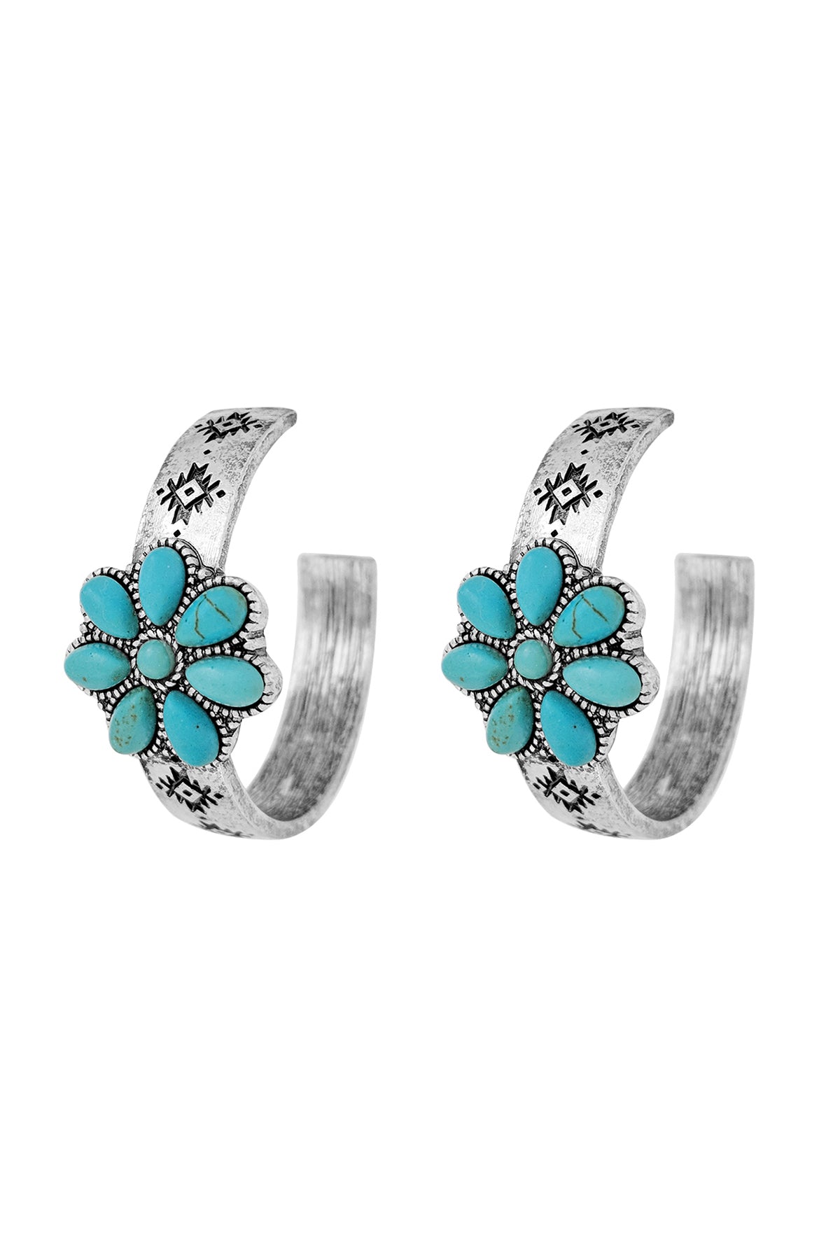 FLOWER WESTERN CONCHO HOOP EARRINGS (NOW $4.00 ONLY!)