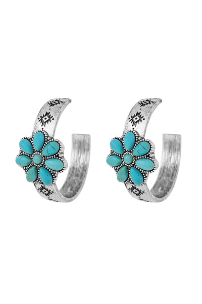 FLOWER WESTERN CONCHO HOOP EARRINGS (NOW $4.00 ONLY!)