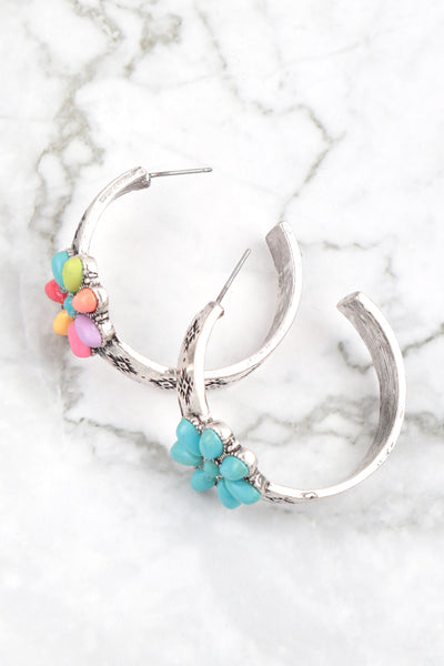 FLOWER WESTERN CONCHO HOOP EARRINGS (NOW $4.00 ONLY!)