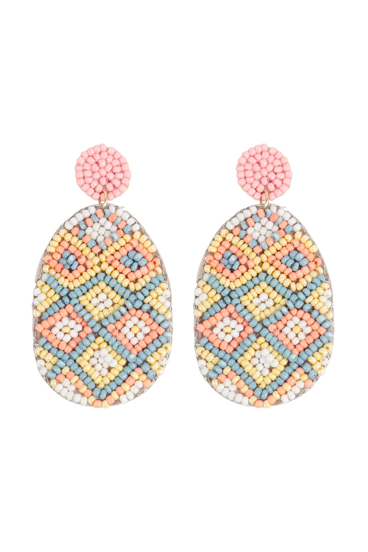PINEAPPLE PATTERN SEED BEADS POST EARRINGS