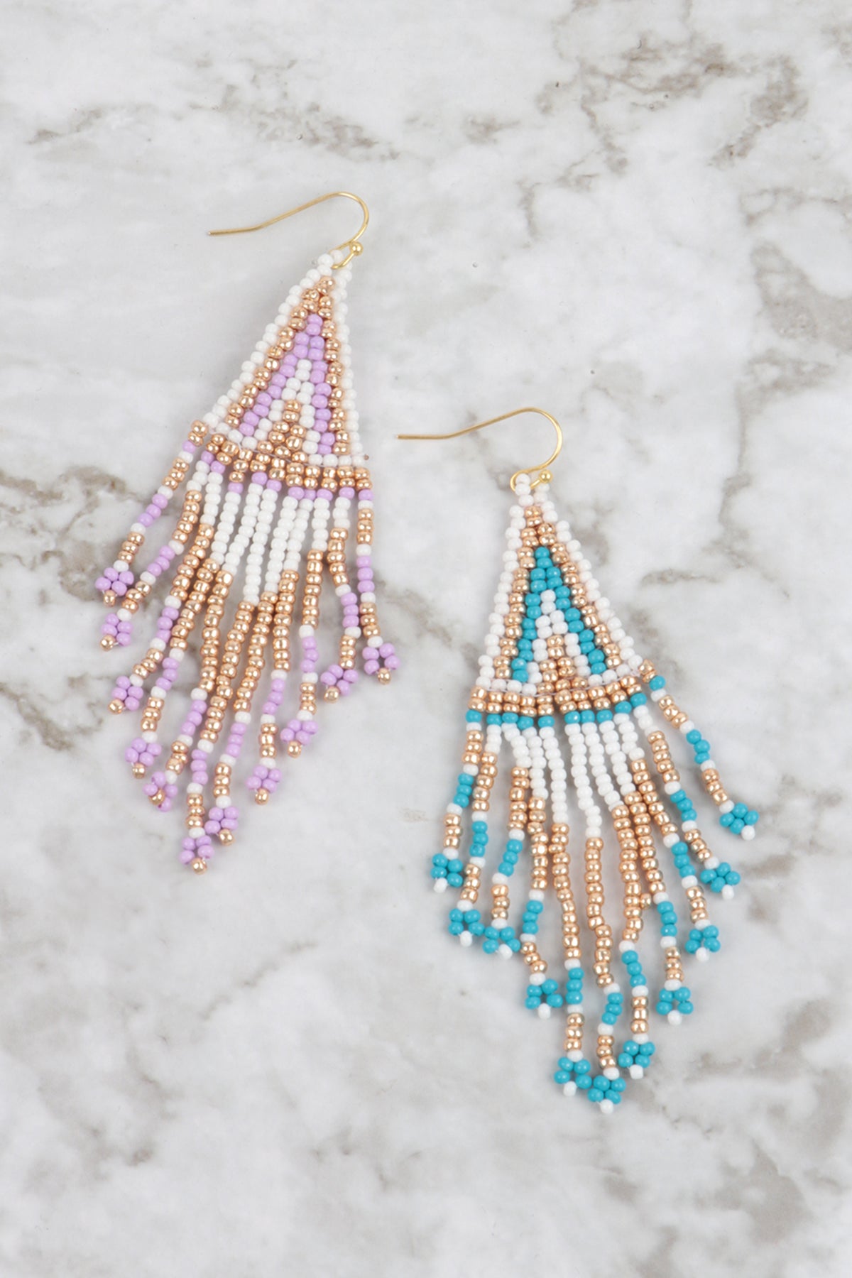 BOHO SEED BEADS FRINGE DROP EARRINGS