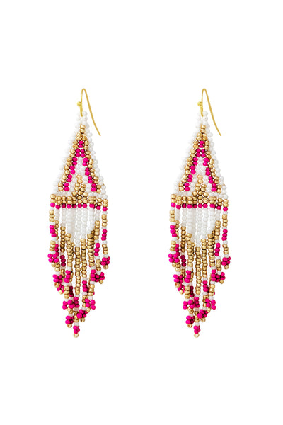 BOHO SEED BEADS FRINGE DROP EARRINGS