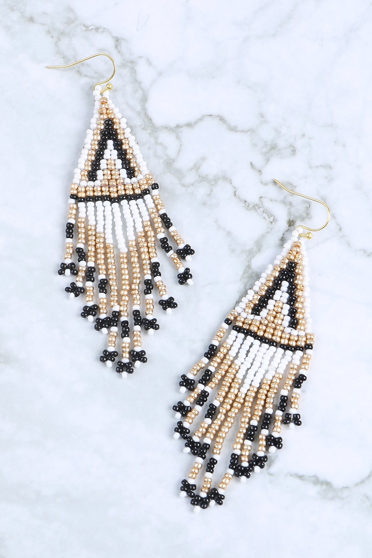 BOHO SEED BEADS FRINGE DROP EARRINGS