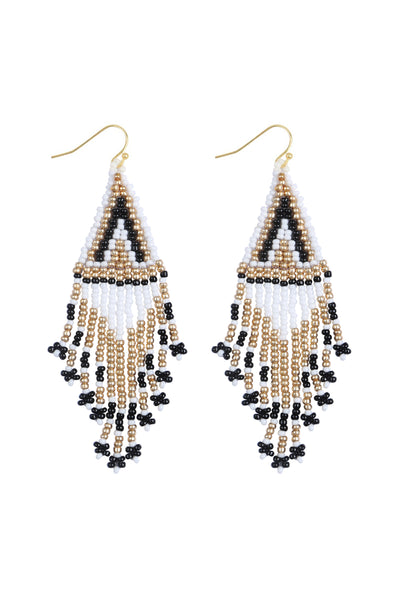 BOHO SEED BEADS FRINGE DROP EARRINGS