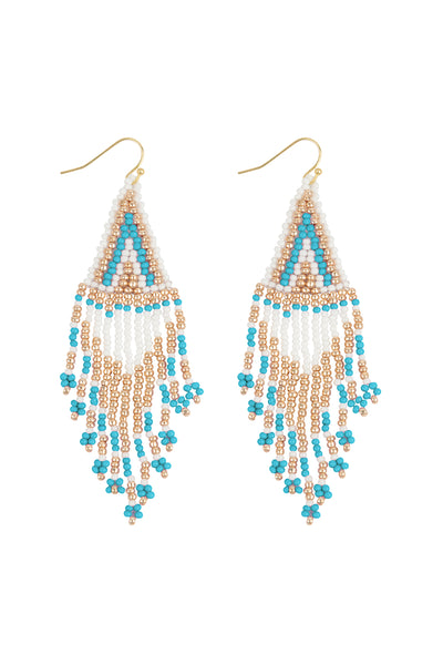 BOHO SEED BEADS FRINGE DROP EARRINGS