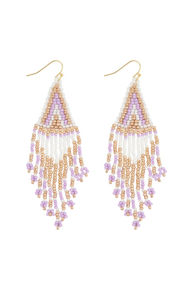 BOHO SEED BEADS FRINGE DROP EARRINGS