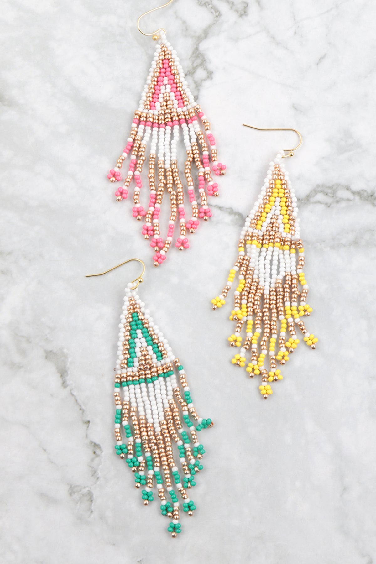 BOHO SEED BEADS FRINGE DROP EARRINGS