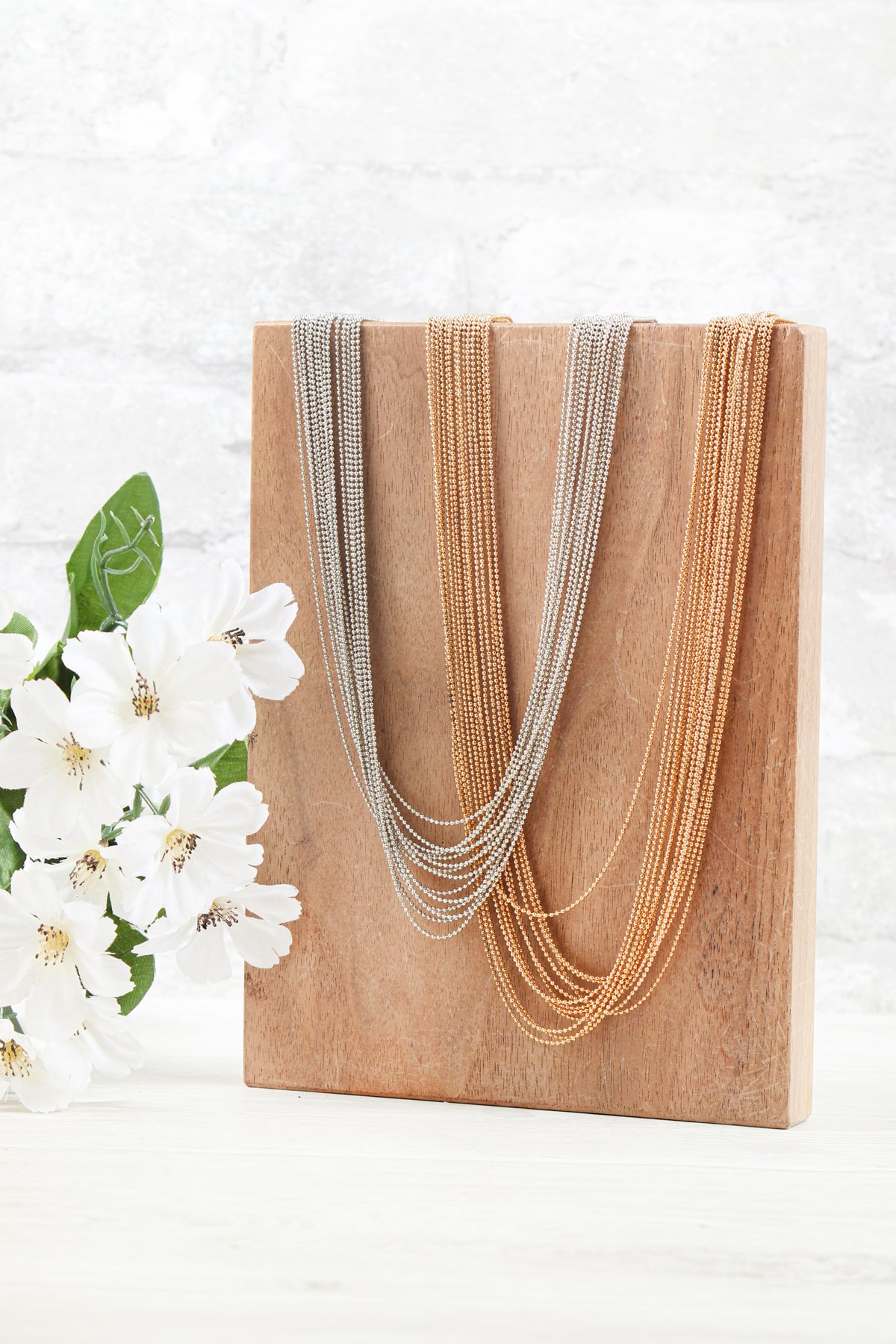 MULTILINE CHAIN LONG NECKLACE/6PCS