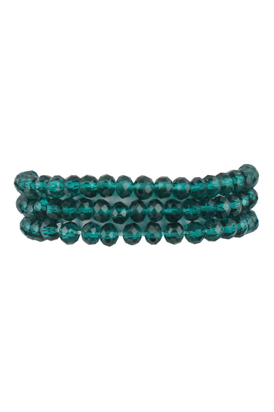 3 LINE 6MM RONDELLE BEADS STACKABLE BRACELET SET