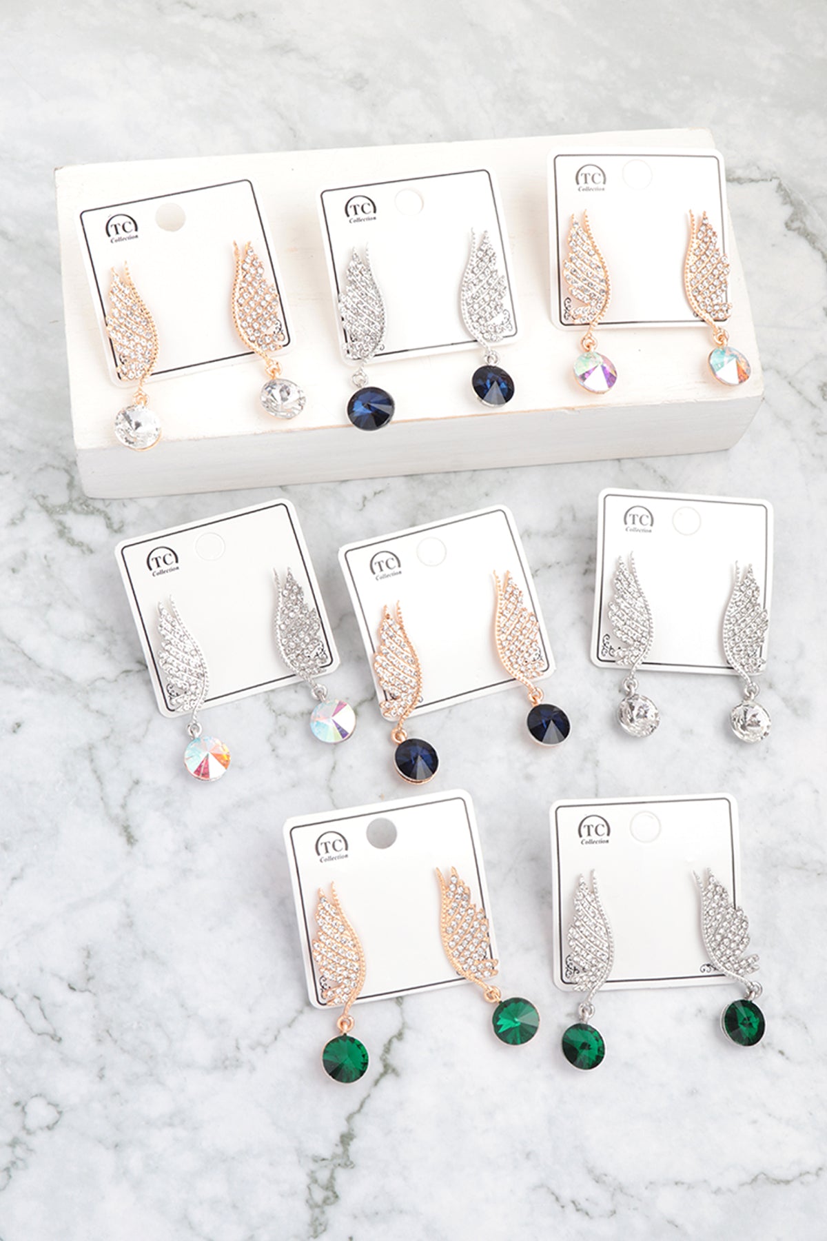 WING DROP RHINESTONE EARRING ASSORTED SET
