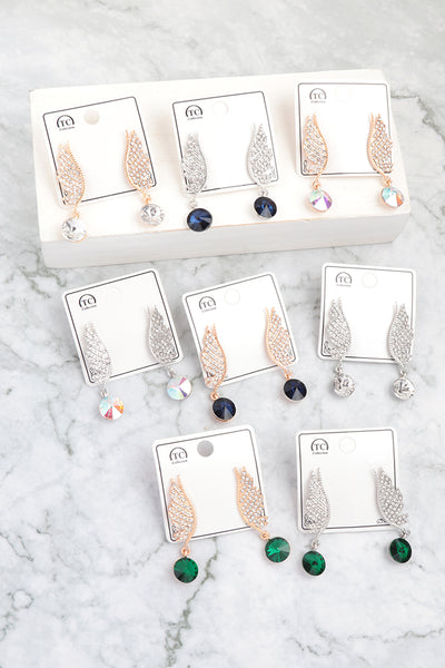 WING DROP RHINESTONE EARRING ASSORTED SET