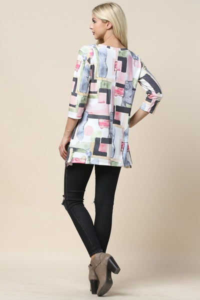 ABSTRACT PRINT LOOSE FIT TUNIC