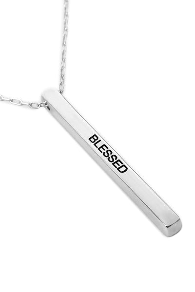 BLESSED METAL BAR PENDANT CHAIN NECKLACE