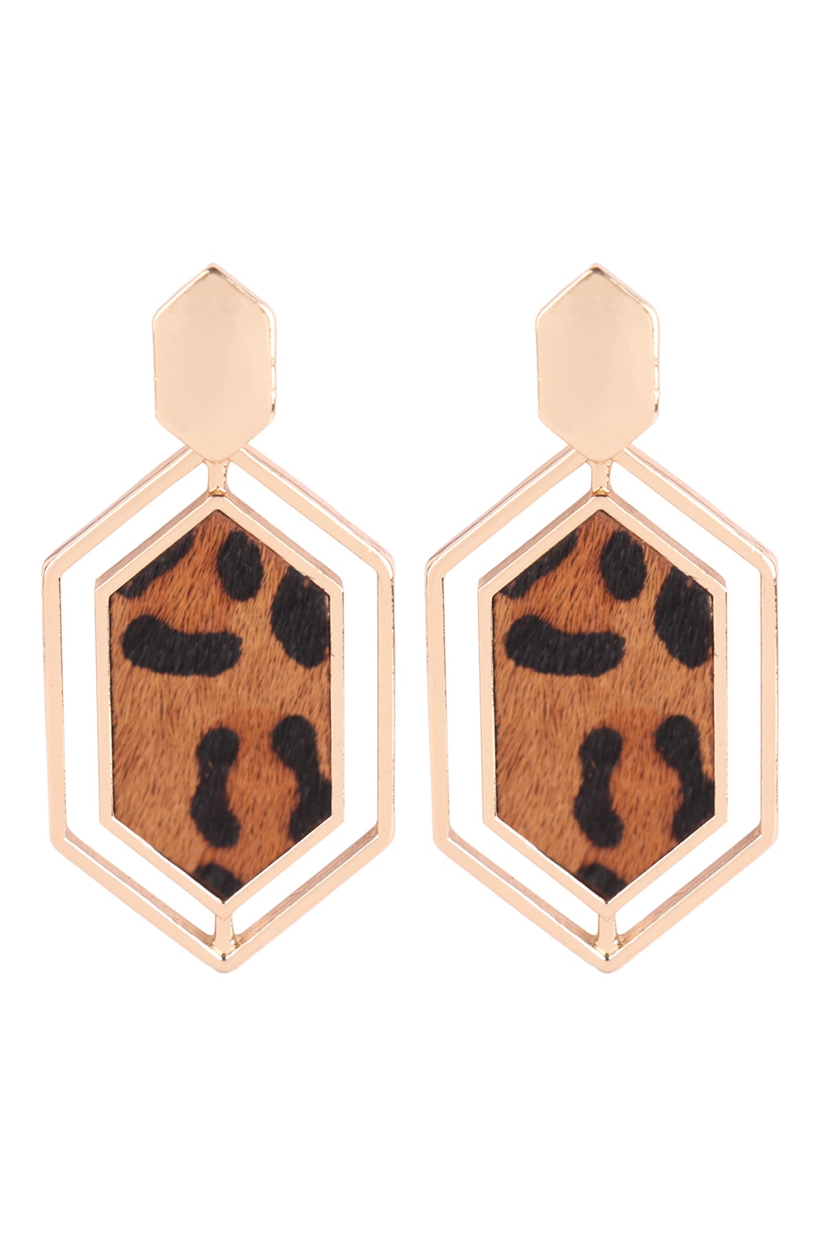 HEXAGON SHAPE REAL CALF HAIR LEATHER POST EARRINGS (NOW $1.50 ONLY!)