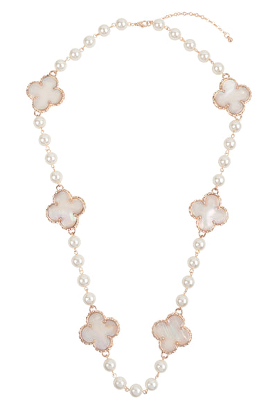 ELEGANT CLOVER SHAPE SHELL LONG NECKLACE/1PC