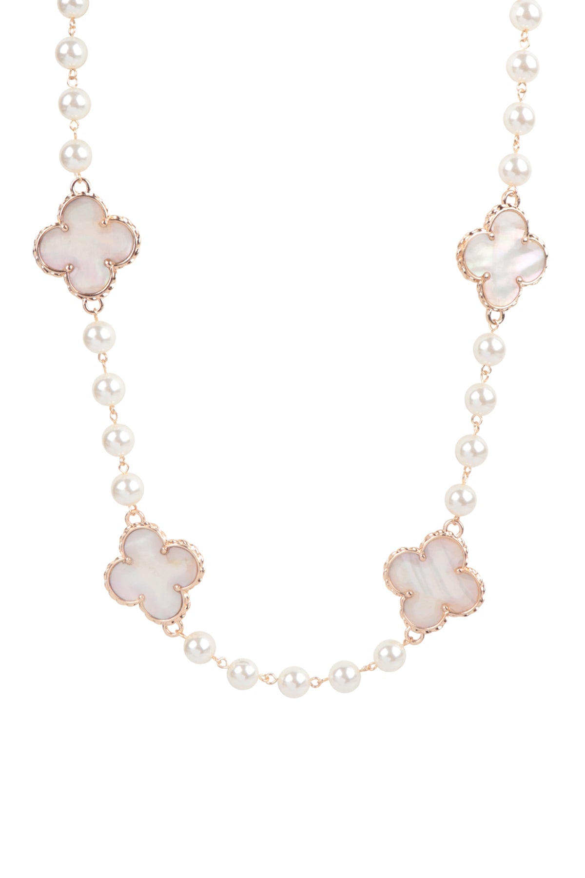ELEGANT CLOVER SHAPE SHELL LONG NECKLACE/1PC