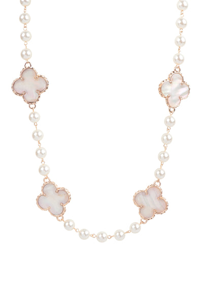 ELEGANT CLOVER SHAPE SHELL LONG NECKLACE/1PC
